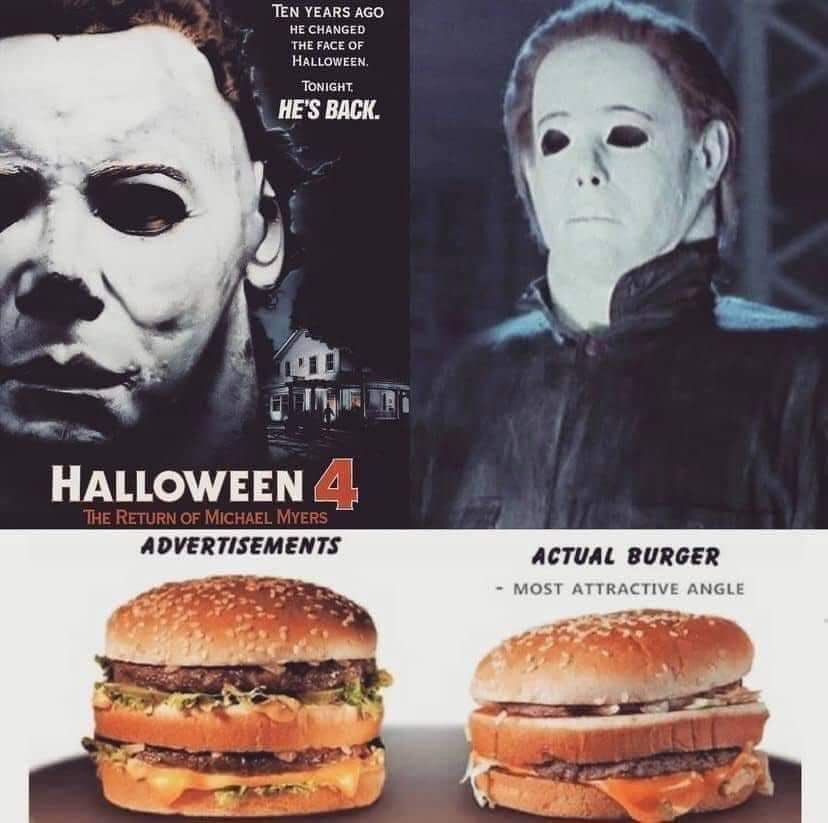 Are you satisfied with the mask used in Halloween 4? #NationalHamburgerDay #Halloween #MichaelMyers