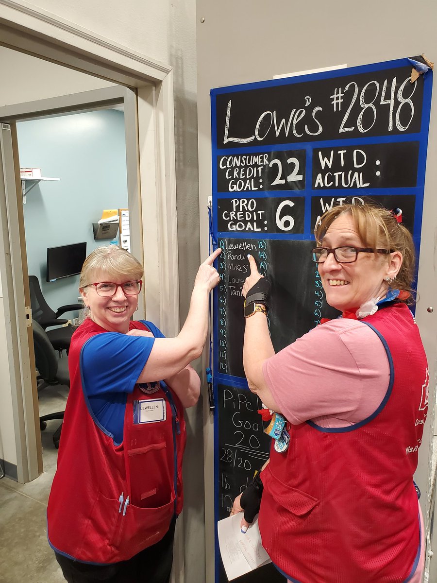 Lewellen and Randi excited about Lowes credit!!  Great job ladies!!