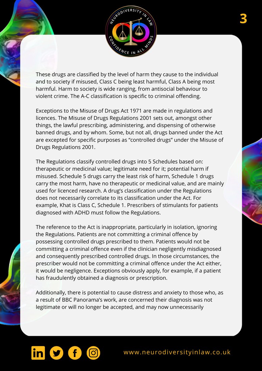 Neurodiversity in Law (@ndin_law) on Twitter photo Our initial statement on <a href="/BBCPanorama/">BBC Panorama</a>'s "Private ADHD Clinics Exposed". Also on our website: neurodiversityinlaw.co.uk/initial-bbc-pa… 🧵1/2
@ADHDUKCharity <a href="/ADHDFoundation/">The Neurodiversity Charity ADHD Foundation</a> @theADHDadults <a href="/ADHD_Alliance/">ADHD Alliance</a> @theLawSociety <a href="/TheLawSociety/">The Law Society</a> <a href="/barstandards/">Bar Standards Board</a> <a href="/sra_solicitors/">SRA</a> <a href="/CILEXLawyers/">CILEX</a> <a href="/CILExRegulation/">CILEx Regulation</a> Our initial statement on <a href="/BBCPanorama/">BBC Panorama</a>'s "Private ADHD Clinics Exposed". Also on our website: neurodiversityinlaw.co.uk/initial-bbc-pa… 🧵1/2
@ADHDUKCharity <a href="/ADHDFoundation/">The Neurodiversity Charity ADHD Foundation</a> @theADHDadults <a href="/ADHD_Alliance/">ADHD Alliance</a> @theLawSociety <a href="/TheLawSociety/">The Law Society</a> <a href="/barstandards/">Bar Standards Board</a> <a href="/sra_solicitors/">SRA</a> <a href="/CILEXLawyers/">CILEX</a> <a href="/CILExRegulation/">CILEx Regulation</a>