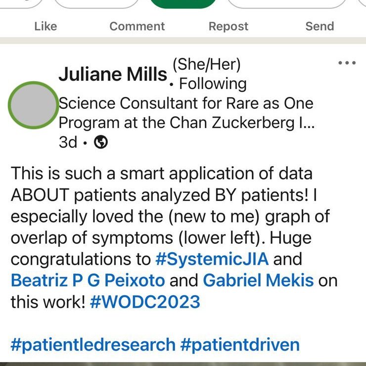 Luciana Pereira (@lupapaleopeixo1) on Twitter photo WODC 2023 is over. Still proud and delighted with the work of these young people. And other people noted their hard work too. Here is the post from Julianne Mills, Rare as One CZI, on LinkedIn. <a href="/cziscience/">CZI Science</a> <a href="/sjiafoundation/">SJIA Foundation</a> <a href="/OrphanConf/">World Orphan Drug Congress USA</a> #cureSJIA WODC 2023 is over. Still proud and delighted with the work of these young people. And other people noted their hard work too. Here is the post from Julianne Mills, Rare as One CZI, on LinkedIn. <a href="/cziscience/">CZI Science</a> <a href="/sjiafoundation/">SJIA Foundation</a> <a href="/OrphanConf/">World Orphan Drug Congress USA</a> #cureSJIA