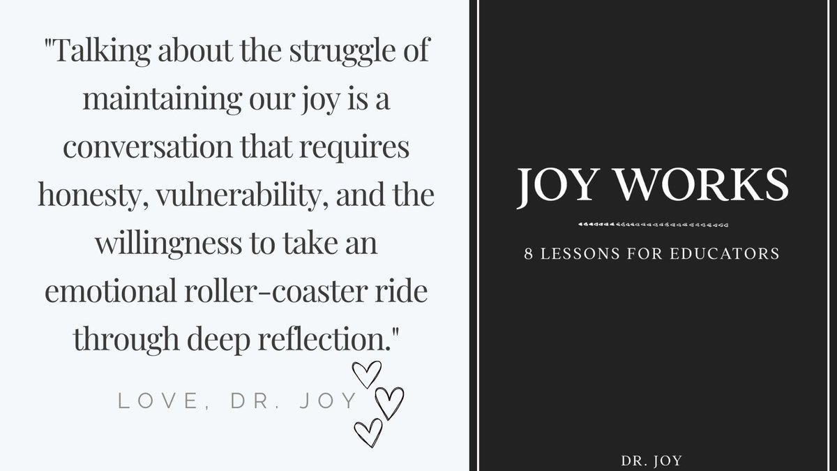 My book Joy Works provides a thoughtful way to enter a conversation with yourself about the role of joy in your work and life.

You can learn more here: learningforwardtexas.org/post/joy-works…

#joyworkedu
Love, Dr. Joy 🖤🤍