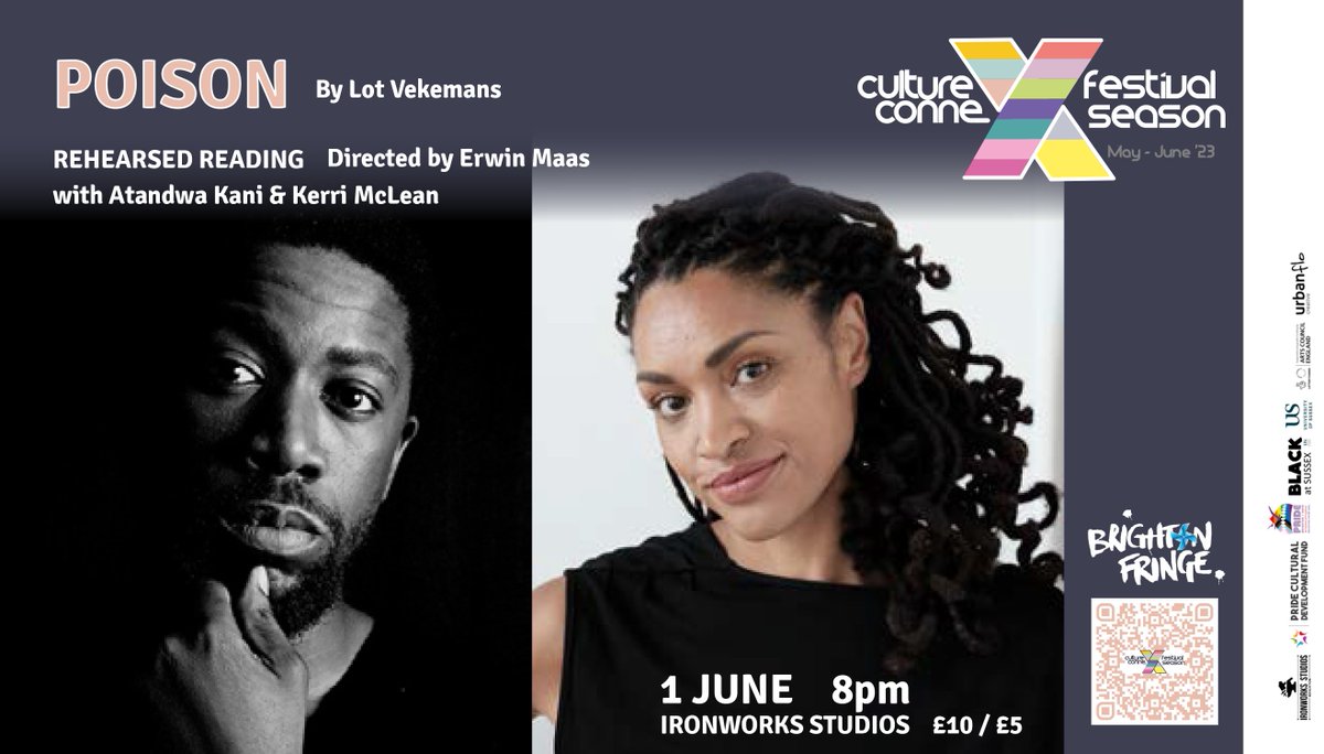 Not to be missed!
A rehearsed reading of POISON, an internationally acclaimed play directed by Erwin Maas, with Atandwa Kani (Black Panther) &amp; Kerri McLean (Poldark)

“A play about a man and a woman who lost a child, then themselves and eventually each other”
#Actors #Play #Art
