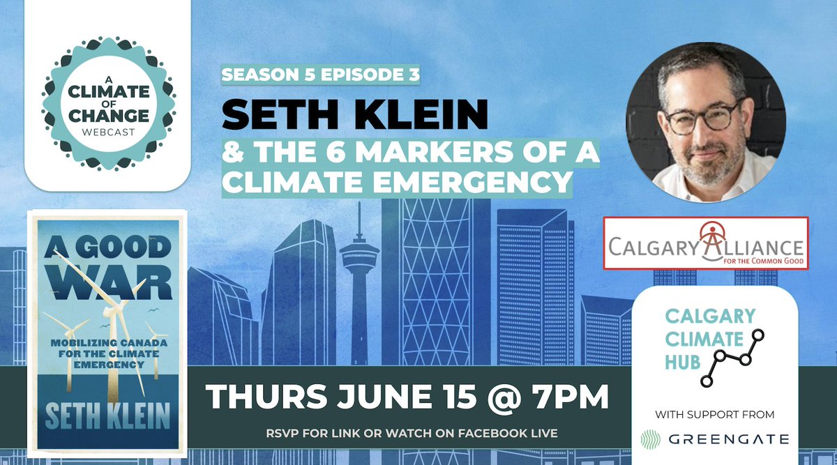We're very interested to ask <a href="/SethDKlein/">Seth Klein</a> what he thinks the #AlbertaElection results &amp; calibre of climate conversation during the campaign season says about Alberta's readiness to take on the #ClimateEmergency. Join us! 
RSVP: calgaryclimatehub.ca/acoc5_3_seth_k… #abpoli #yyc #AbElection2023