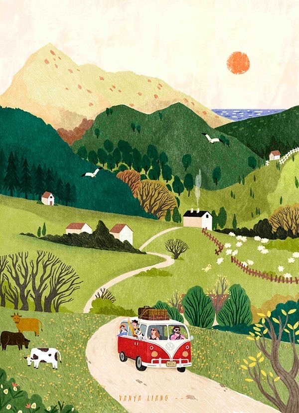 ‘Country Road ‘ by Vanya Liang 
It’s Bank Holiday Monday tomorrow , what could be better than just getting away for day. Or longer, it’s half term . 
The art today has been a bit different.  
Thanks my Twitterarty  🌻🌻Hello Newbies 🌻🌻
Helen🌻🌷DrS👨🏻‍🍳🥱♥️Toots🐶💜and Max🐶💚🙄