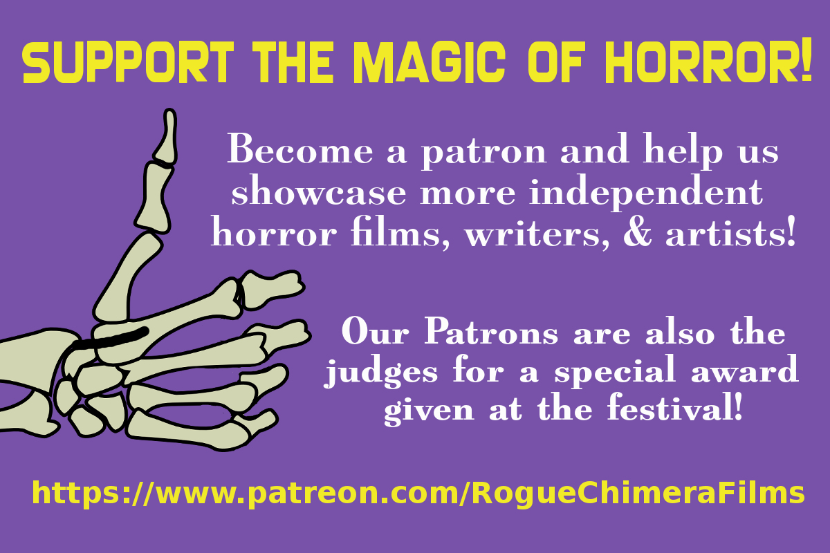 Become a Patron of Rogue Chimera Films and The Magic of Horror Film Festival today!

patreon.com/RogueChimeraFi…

#independentfilm #independenthorror #indyfilm #indyhorror #horror #horrormovies #filmfestival #filmfest