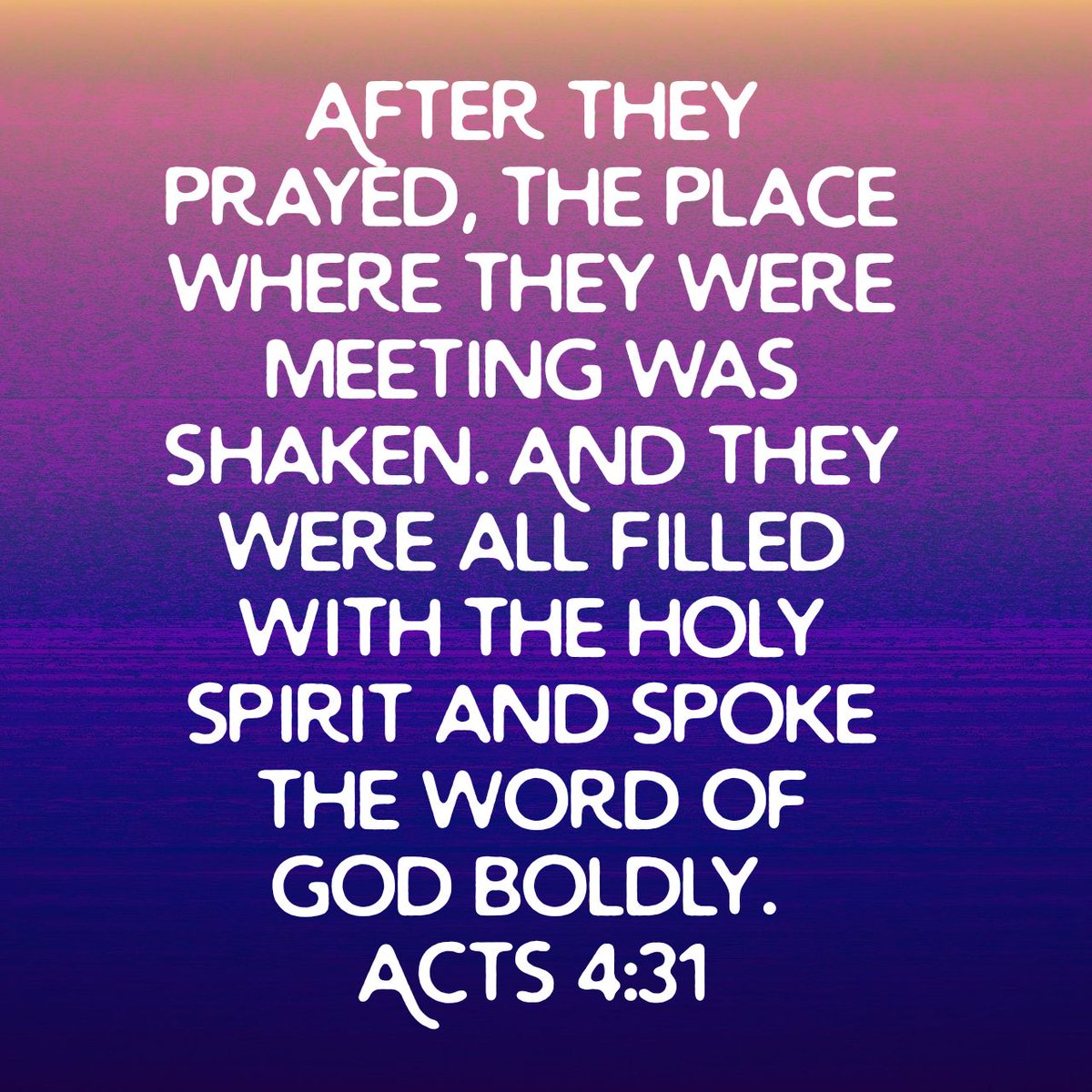 jdbagby70's tweet photo. After they prayed, the place where they were meeting was shaken. And they were all filled with the Holy Spirit and spoke the word of God boldly.
Acts 4:31 NIV

https://t.co/N7zJd8vkcf https://t.co/B1m7wjcVzI