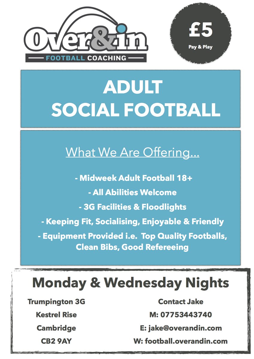 ⚽ Adult Social Football ⚽ - mailchi.mp/overandin.com/…