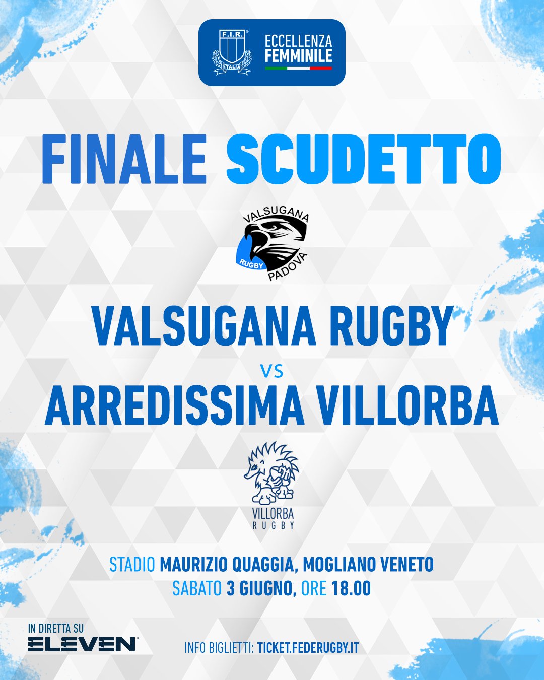 Italrugby on X: "🏆 Eccellenza femminile La finale scudetto sarà Valsugana  Rugby Padova v Villorba Rugby, sabato prossimo a Mogliano Veneto 👏  📍Stadio Maurizio Quaggia 📅 Sabato 3 giugno ⏱ Ore 18