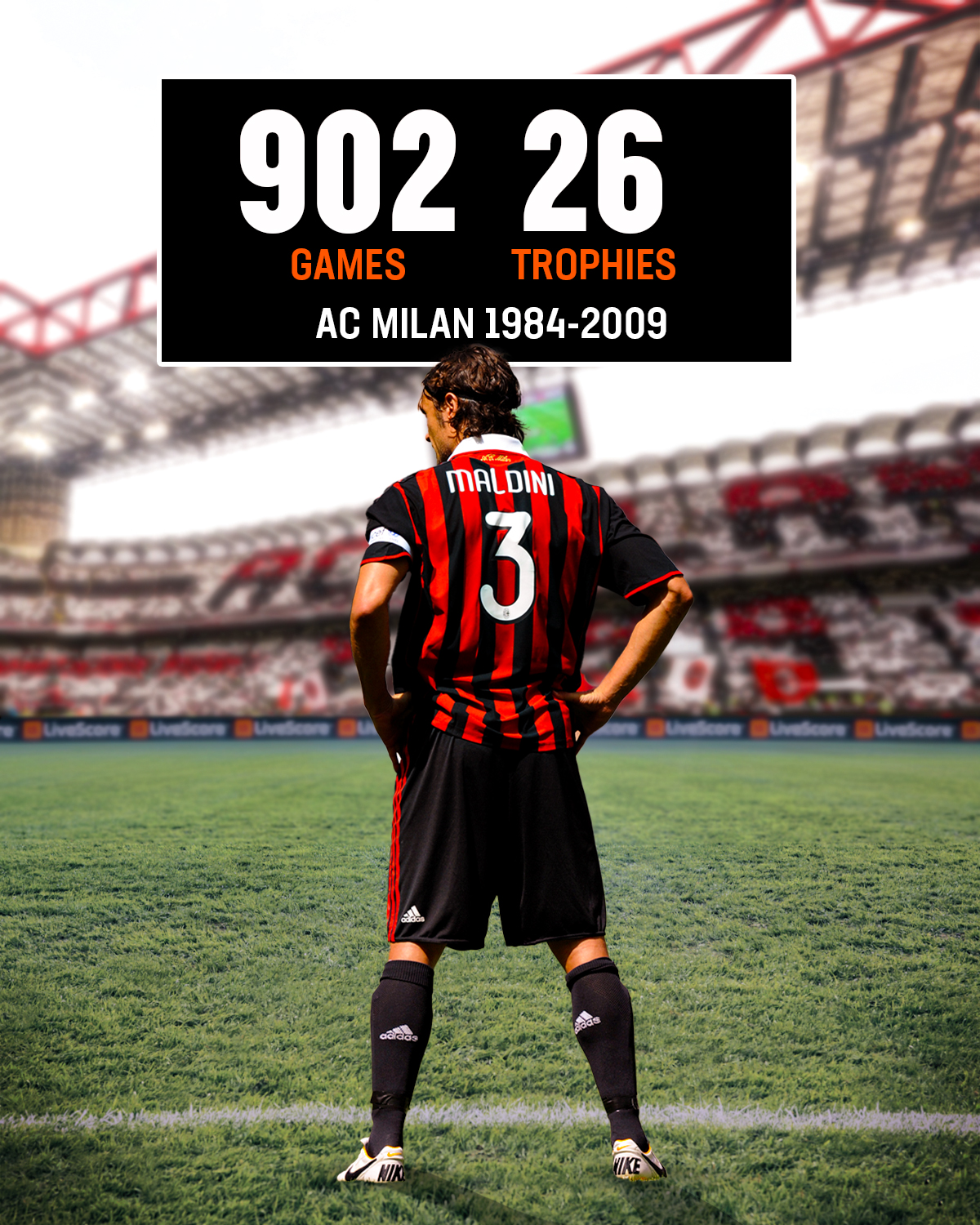 AC MILAN #3 MALDINI 08-09 HOME 在籍最終シーズン