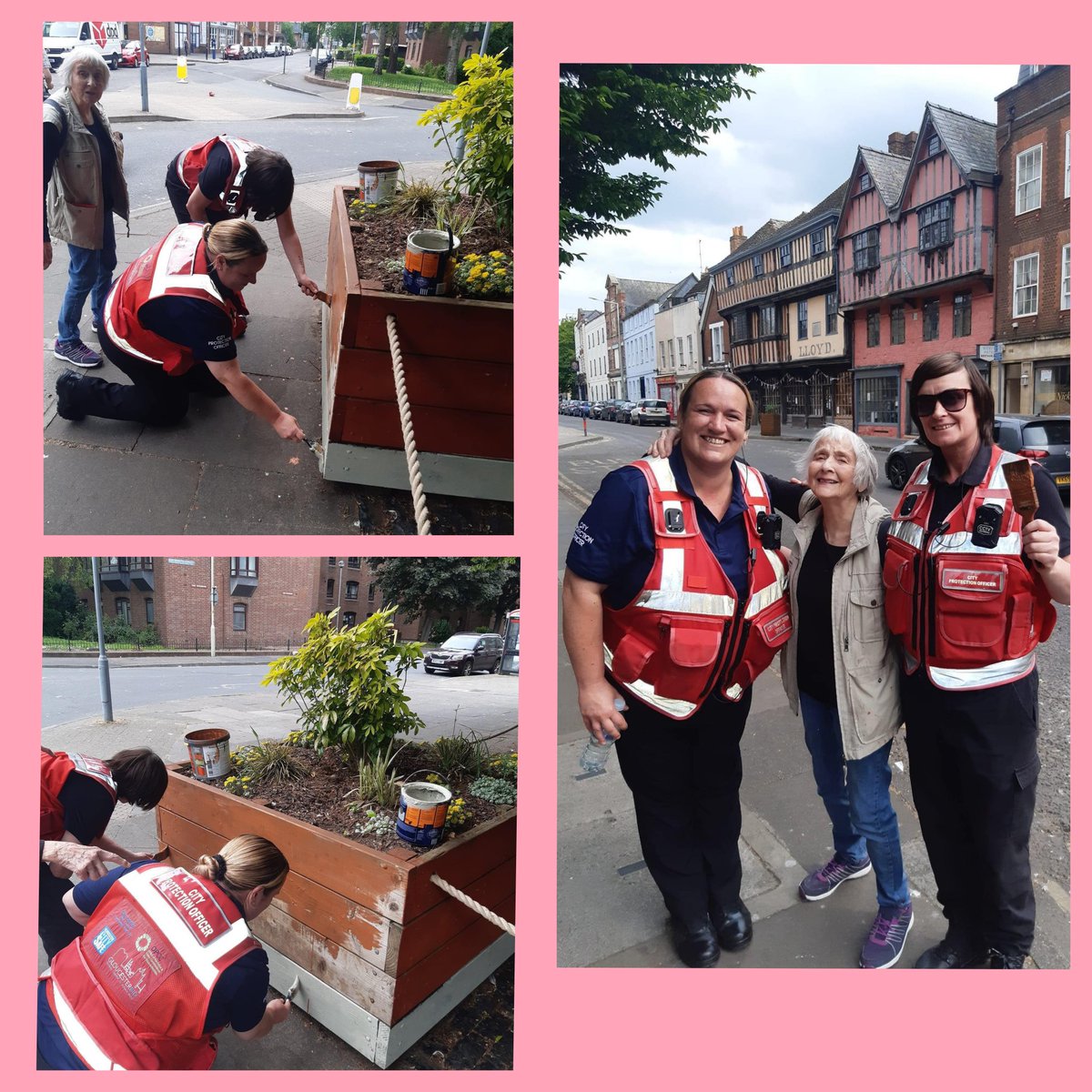 @GLOSBIDCPO team helping local residents on #Westgate with a spot of painting planters .🎨🖌

#HelpingOurLocalCommunity 
#AlwaysHereToHelp
#OneTeam
#VisableInTheCommunity

@GlosCitySafe
@EliteSecGroup
@Glos_OPCC
@GloucesterBID
@GloucesterCity
@Cavernglos