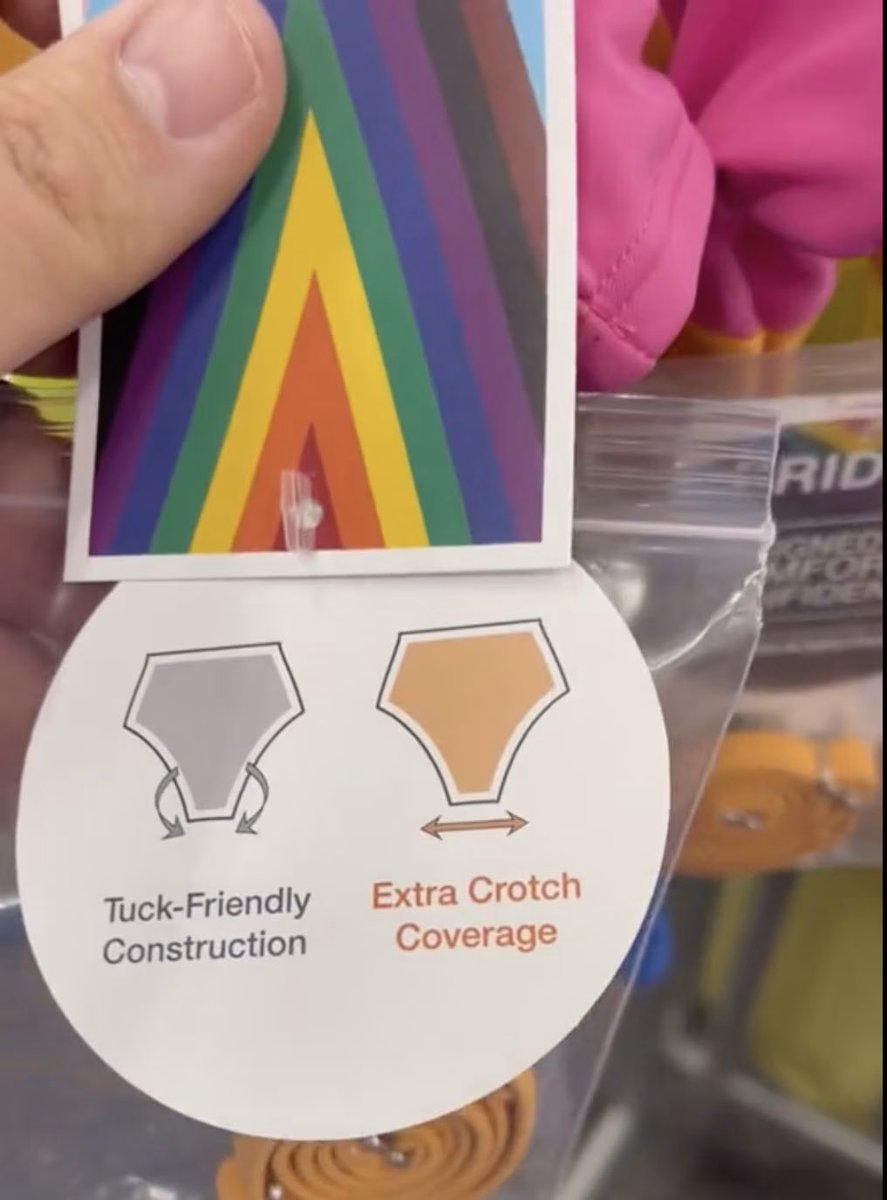 EliErlick's tweet photo. While Target isn’t selling tuck-friendly swimsuits to kids, why *shouldn’t* they? I was tucking since age 8. My peers would often run up to kick me in the groin. Others would grab my crotch to “check” my sex. Tucking is a safety measure and I would’ve loved clothing like this. https://t.co/CvrLHgVfiB