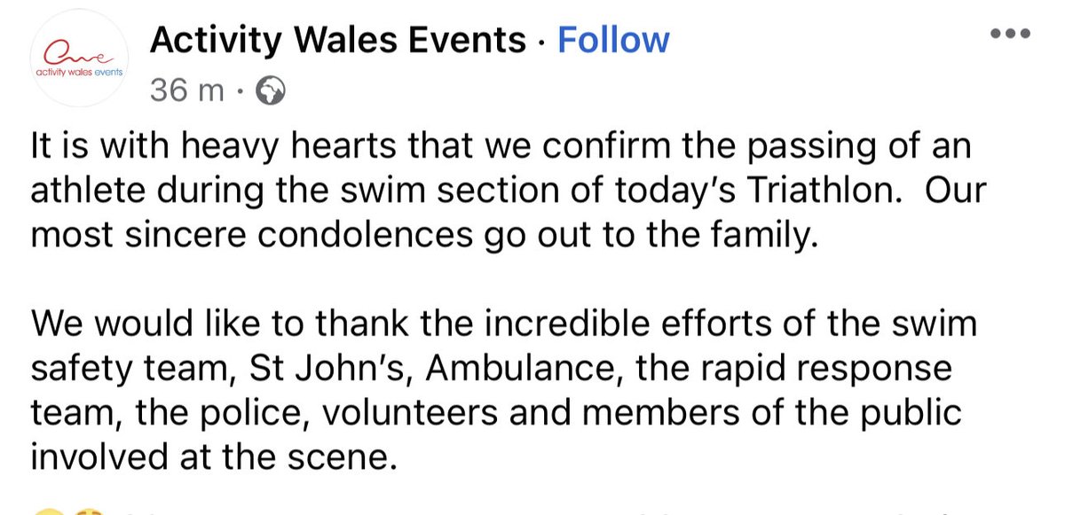 Such sad news - our thoughts are with the family…