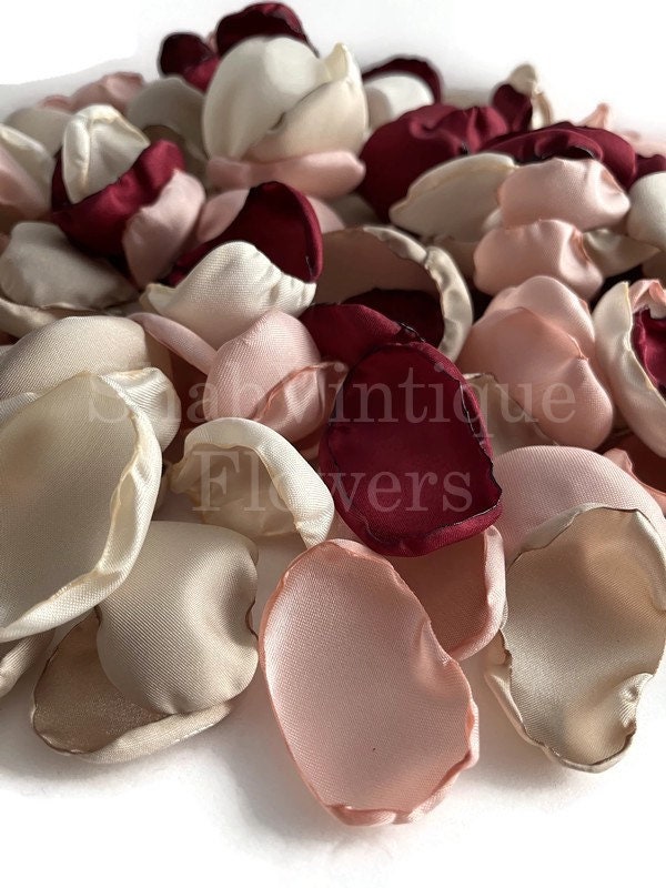 Wedding Table Decorations, Marsala Maroon, Blush, Ivory, Champagne flower petals, flower girl petals, Wedding Aisle Decor #WeddingAisleDecor #DessertTableDecor 
$7.25
➤ etsy.me/3sDlRlw