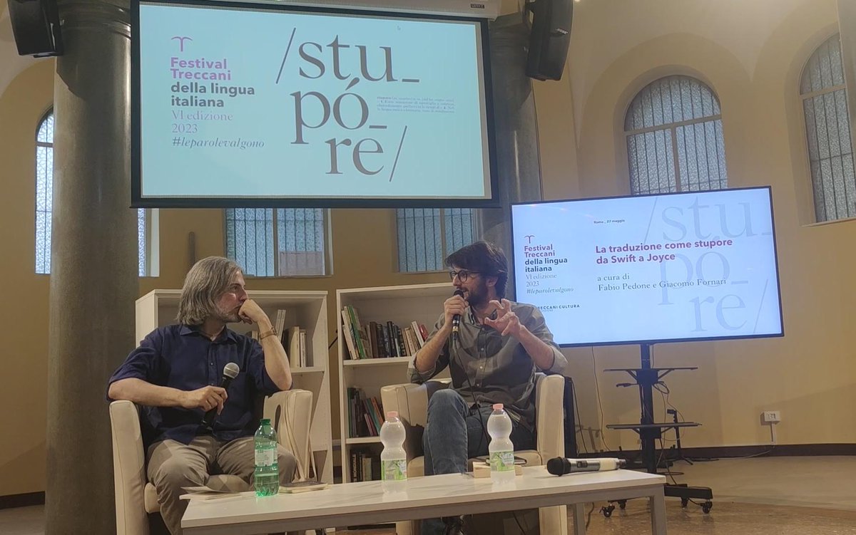 fbpedone's tweet image. Di fronte a opere in cui l'interpretazione è aperta, lo stupore è il primo passo; tradurre vuol dire tirare fuori la lingua dalla prigione del già pensato. 
Ieri @Stomp95 mi ha accompagnato al Festival Treccani fra Swift, Joyce, London, M. Shelley, Landolfi e Céline.Infinigrazie!