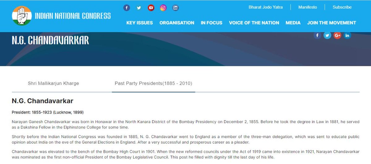 N who was Mr Chandavarkar ?  

I found the answer of this question in official website of Congress  

He was former President of Congress 😊

Yes a former Congress President turned judge sent Savarkar to 50 years Jail 

End of thread 
7/7