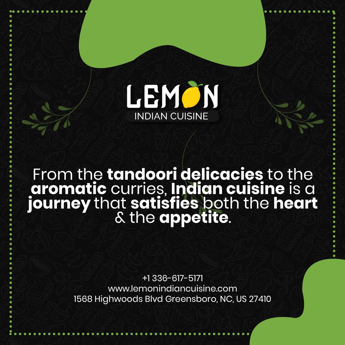 🍋Discover the perfect blend of tradition and innovation✨ 
.
.
#LemonIndianCuisine #indianfood #indianfoodie #indianfoodlovers #winstonsalemfood #triadfood #hpufood #uncgfood #quotes #quote #quoteoftheday