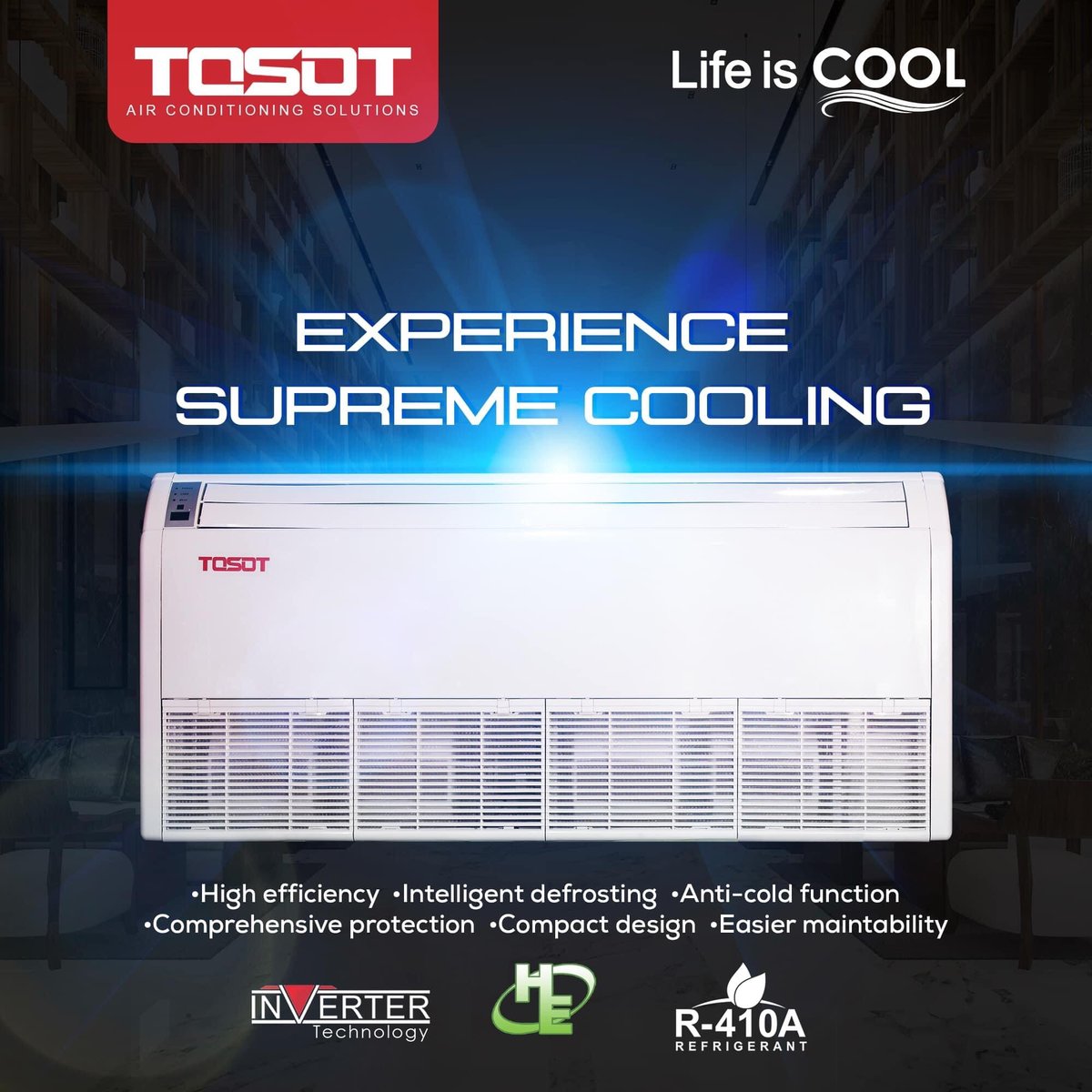 tosot_ph's tweet photo. Experience optimized cooling with TOSOT Floor Ceiling: the perfect fusion of functionality, style, and superior performance! ❄️🌟🏢 https://t.co/MIn75Jy1eG