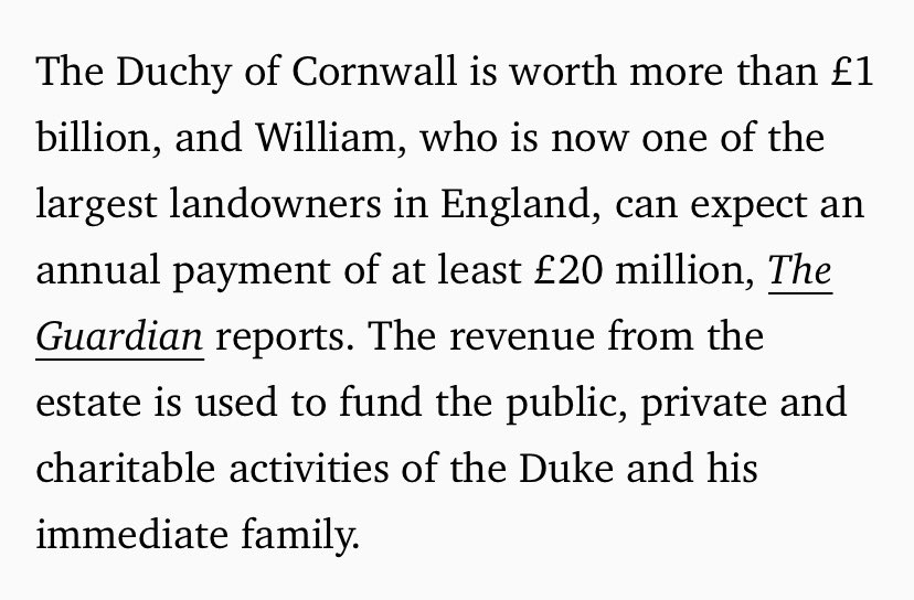 King Charles held the Duchy of Cornwall reins for 50 years at which time it was close to bankruptcy.

Charles turned it into a billion pound enterprise.

And yes, it does pay tax.

 #KingCharles #kingCharlesIII

1)