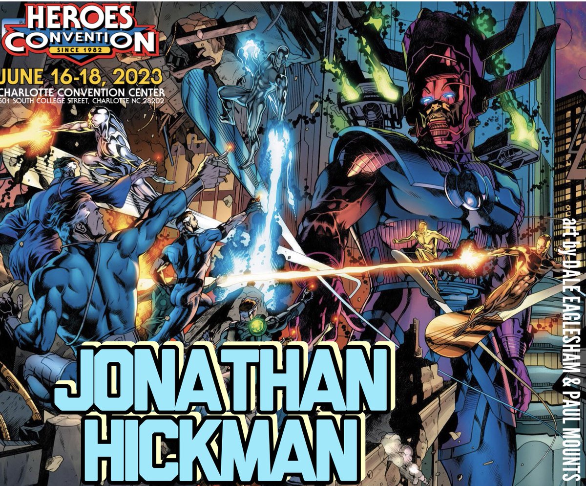 heroesonline's tweet image. Jonathan Hickman is the acclaimed writer of Fantastic Four, Avengers, X-Men, Secret Wars, The Nightly News, The Manhattan Projects, and East of West! Look for his newest, Ultimate Invasion!

#jonathanhickman #heroescon #ultimateinvasion

Tickets: heroesonline.com/heroescon/tick…