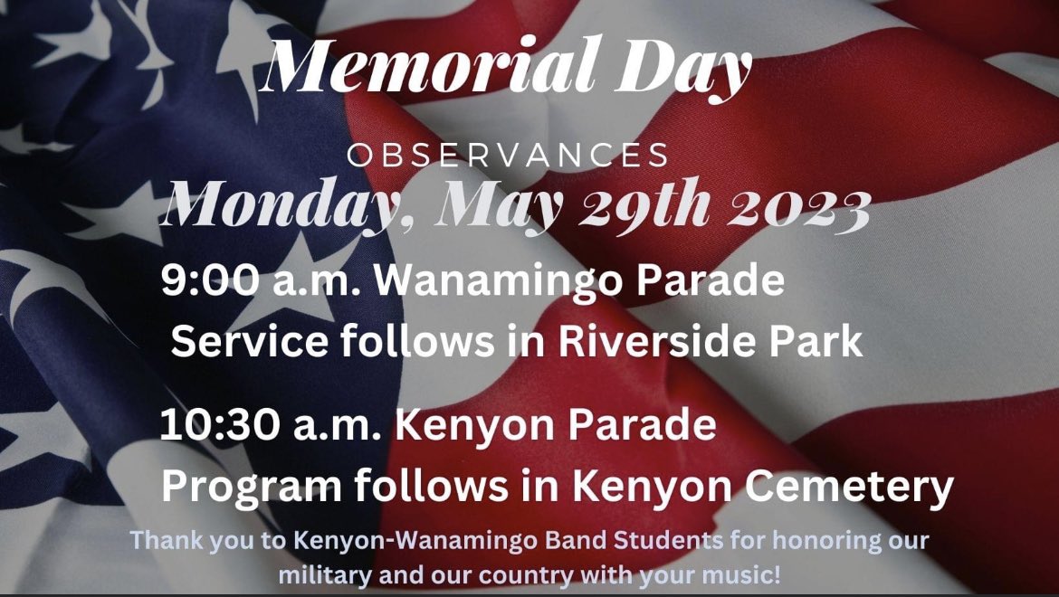 Tomorrow -Join our communities in honoring and remembering our men and women in the armed forces. #tapsacrossamerica <a href="/kwpublicschools/">K-W Public Schools</a> <a href="/KWPrincipalRyan/">KW 7-12</a> <a href="/KWchoirs/">KW Choirs</a> <a href="/SuptGiese/">Supt. Beth Giese</a>