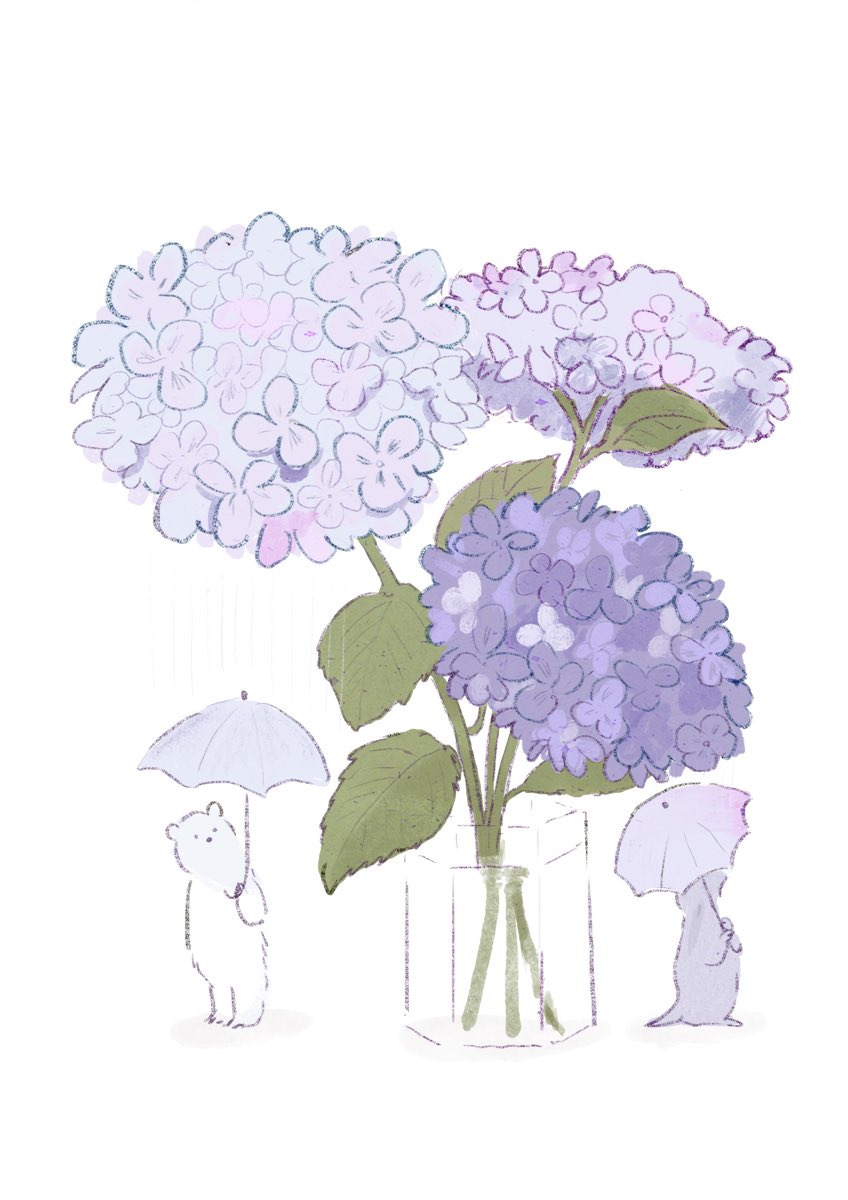 「紫陽花の木の下で」|ももろ　4／20発売絵本「パンダのパクパクきせつのごはん」のイラスト