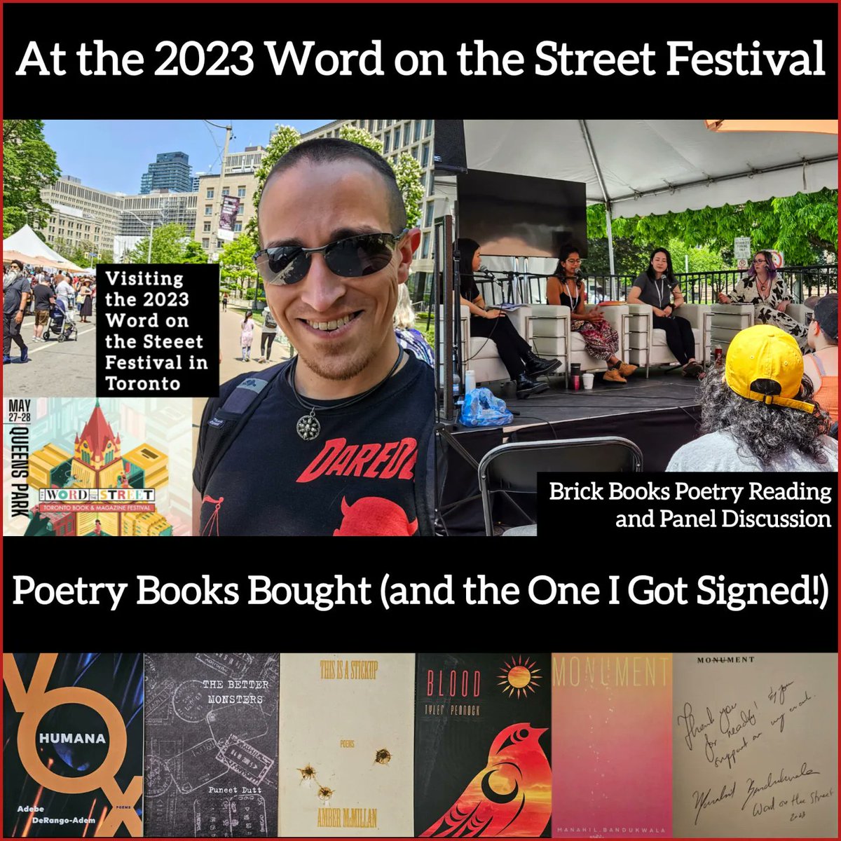 Paul Edward Costa (@paul_e_costa) on Twitter photo Some photos I took and some poetry book purchases I made today at the 2023 <a href="/torontoWOTS/">The Word On The Street</a> Word on the Street Festival! 📖 👓📚
@BrickBooks <a href="/MansfieldPress/">Mansfield Press</a>
<a href="/bookhugpress/">Book*hug Press</a> @manahilbanduk @wolsakandwynn
#wordonthestreettoronto #poetry #publishers #supportpoets #torontopoetry Some photos I took and some poetry book purchases I made today at the 2023 <a href="/torontoWOTS/">The Word On The Street</a> Word on the Street Festival! 📖 👓📚
@BrickBooks <a href="/MansfieldPress/">Mansfield Press</a>
<a href="/bookhugpress/">Book*hug Press</a> @manahilbanduk @wolsakandwynn
#wordonthestreettoronto #poetry #publishers #supportpoets #torontopoetry