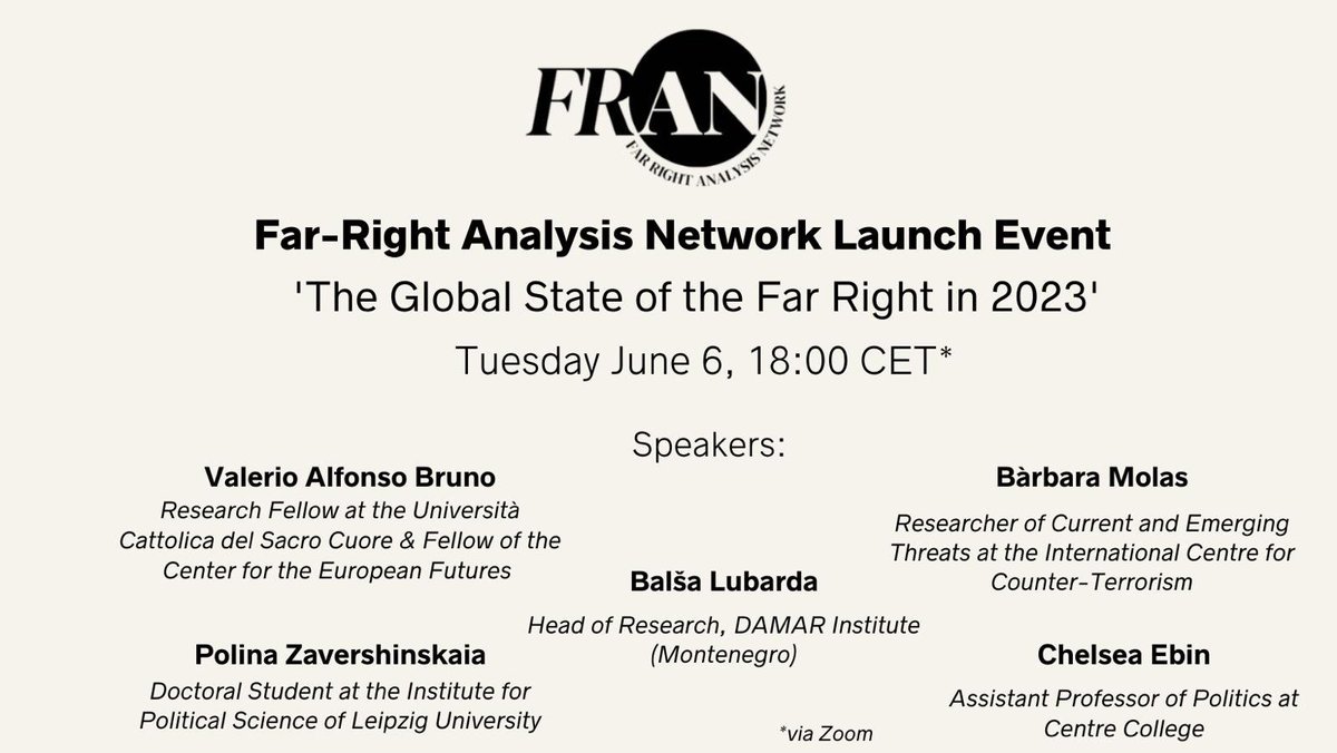 ⚠️This is your reminder to register for our upcoming launch event on Friday, 6 June at 18:00 CET at bit.ly/41xXSCx ⚠️ Announcing two new speakers, @crrebin & @barbaramolas--both research fellows here at FRAN. We can't wait to see you there!