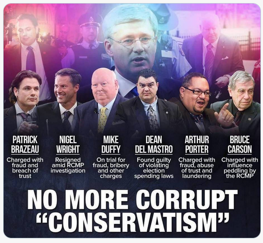 RGBAtlantica's tweet photo. Never forget the corruption of Conservative Harper and @PierrePoilievre was in his cabinet. #NoCPC https://t.co/A4jieg4t4E