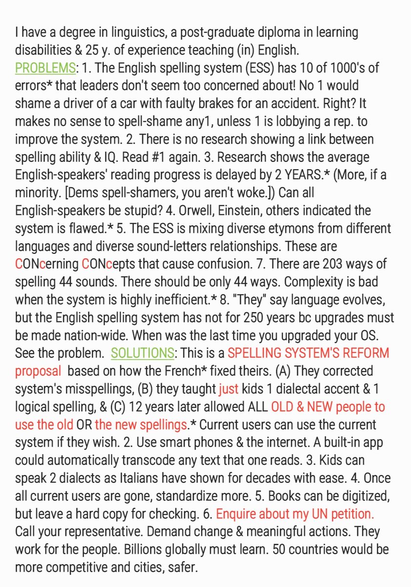 @hhpapazian @iwsfutcmd @Igor_Freiberger @TiroTypeworks @typerig @ThomasPhinney @ExquisiteFonts @adamtwar @localfonts @andresimardfont 1. Standardization must occur. Consider that, if we extrapolate on Masha Bell's research, the English spelling system has tens of 1000s of words misspelled logically. This delays learning to read by 2 y. compared to languages that have high phonemicity. 
twitter.com/DmarePierre/st…