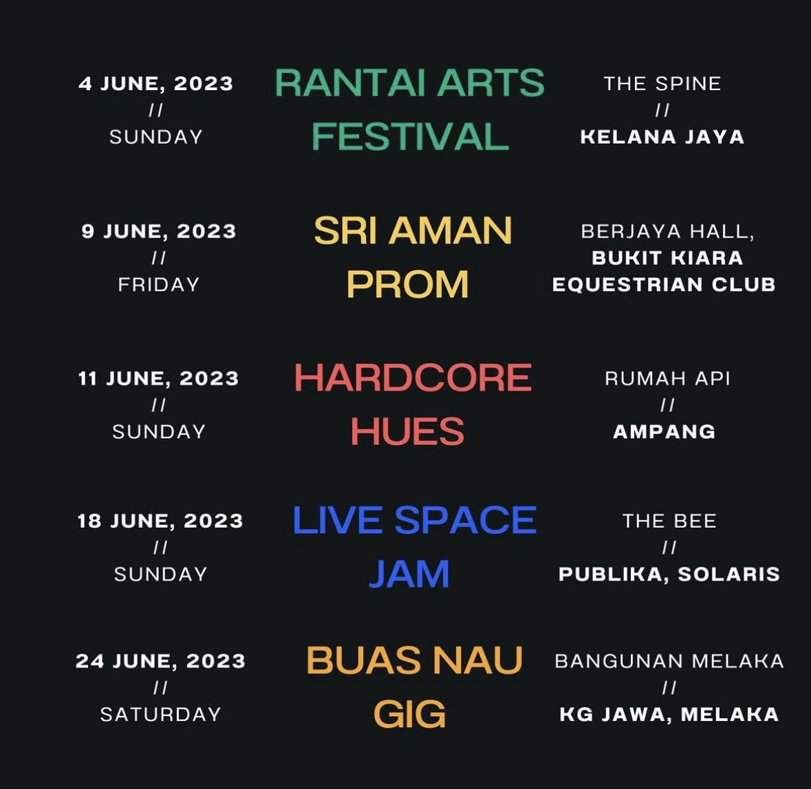 hey everyone! june is a really packed month for us, and we hope to see yall there at our gigs! 
here are all our gigs in june lined up just for you guys. do drop by if yall are free! <3
to get tickets, head to our ig for more info :)