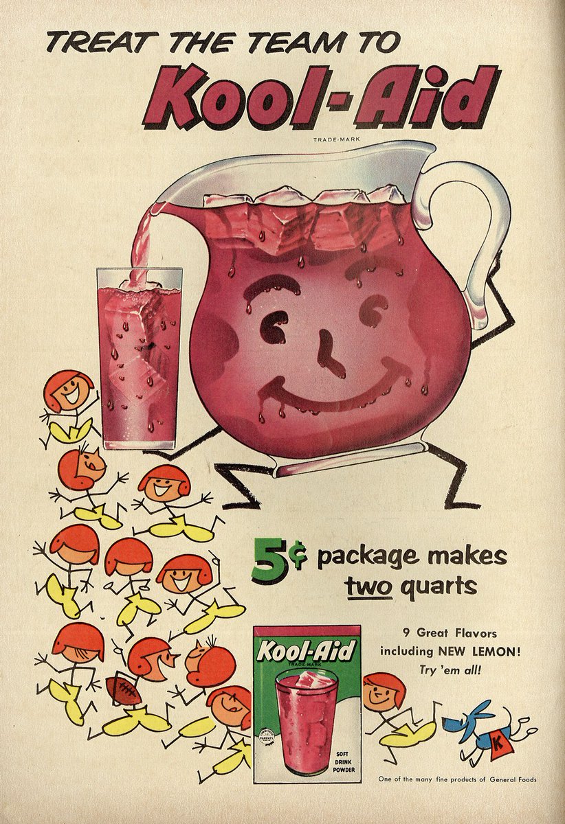 Treat The Team To Kool-Aid - ad from Walter Lantz New Funnies Walter Lantz New Funnies #238 - Dell Comics - December 1956

#koolaid #comics #comicads #football #vintageads #walterlantznewfunnies #woodywoodpecker