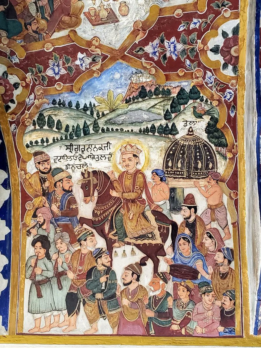 Fresco of Guru Nanak Dev Ji traveling from Batala to Talwandi after his marriage.