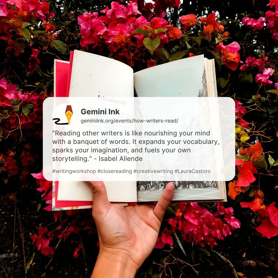 GeminiInk's tweet photo. 📚🖋️More info at https://t.co/UXxXLlSSDU In this 6-week workshop, with bestselling author Laura Castoro as our guide, we will use close reading to examine how the writing pros achieve enviable work.#writingworkshop #readingworkshop #creativewriting #Zoom #amwriting https://t.co/BPAbjTnQpk