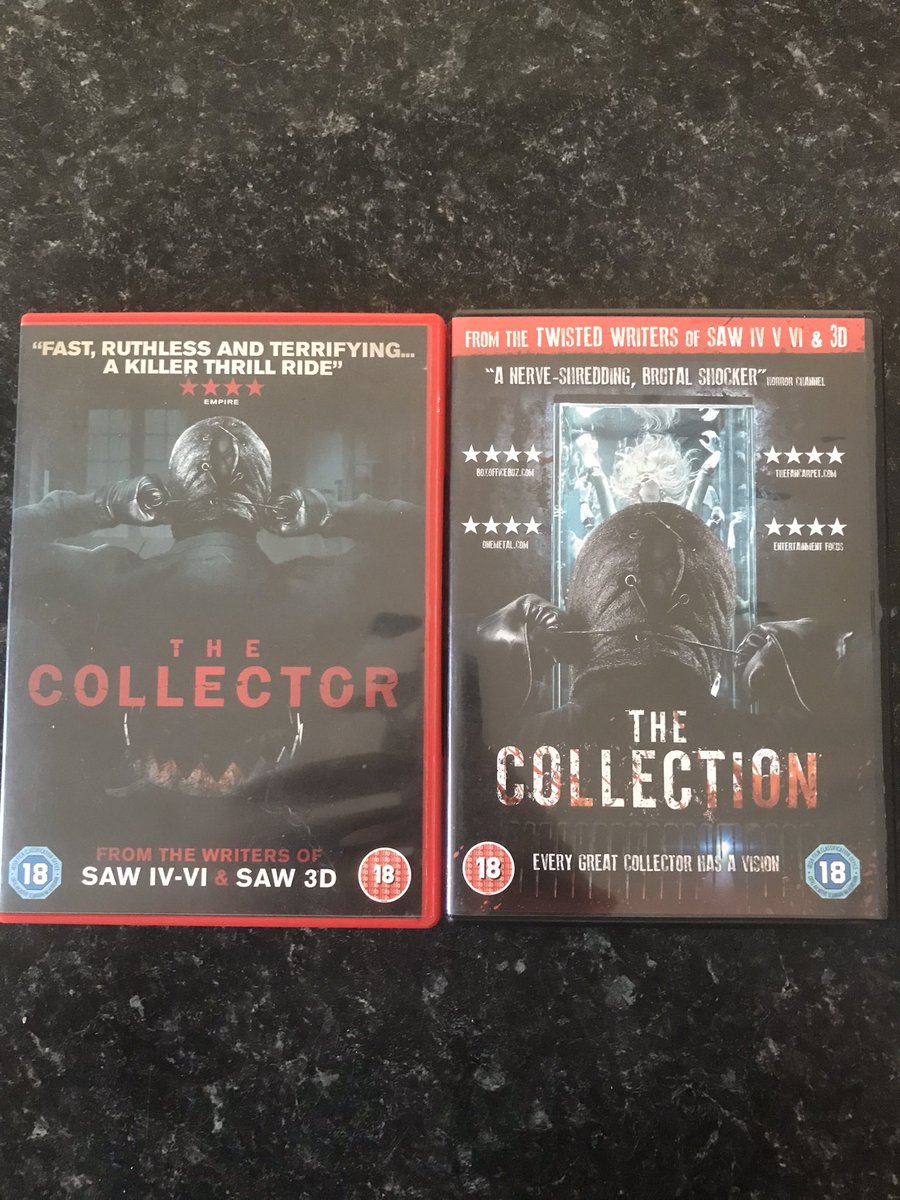 ChrisRushHorror's tweet photo. Tonight’s movies. #horror #horrormovies #TheCollector #TheCollection #horrordvds https://t.co/5soMFIgKqB