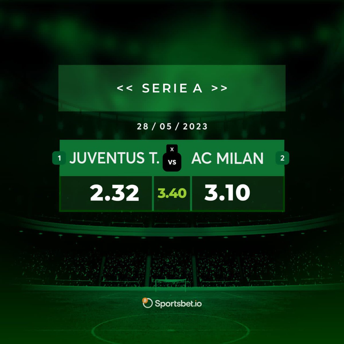 This where the big boys play! Stake and win in crypto using @Sportsbetio 

Don’t miss the big match happening tonight in the Serie A

#SportsbetioXSerieA