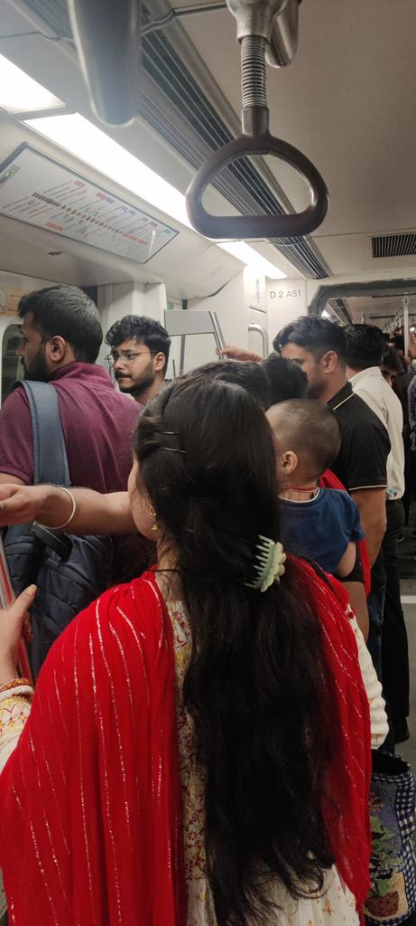 <a href="/OfficialDMRC/">Delhi Metro Rail Corporation</a> <a href="/CISFHQrs/">CISF</a>  Is #delhimetro, the lifeline of "India's crime capital" safe for female travellers? Even during the night time, many men were seen boarding and traveling in the coaches reserved for ladies. Uncomfortable female passengers' resentment was ignored by them.