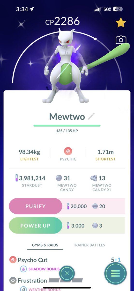 Wilson38343317's tweet photo. @MYSTIC7 First #ShadowRaids #PokemonGO #PokemonGOApp #shinyshadowmewtwo https://t.co/Fur6fEme5Z