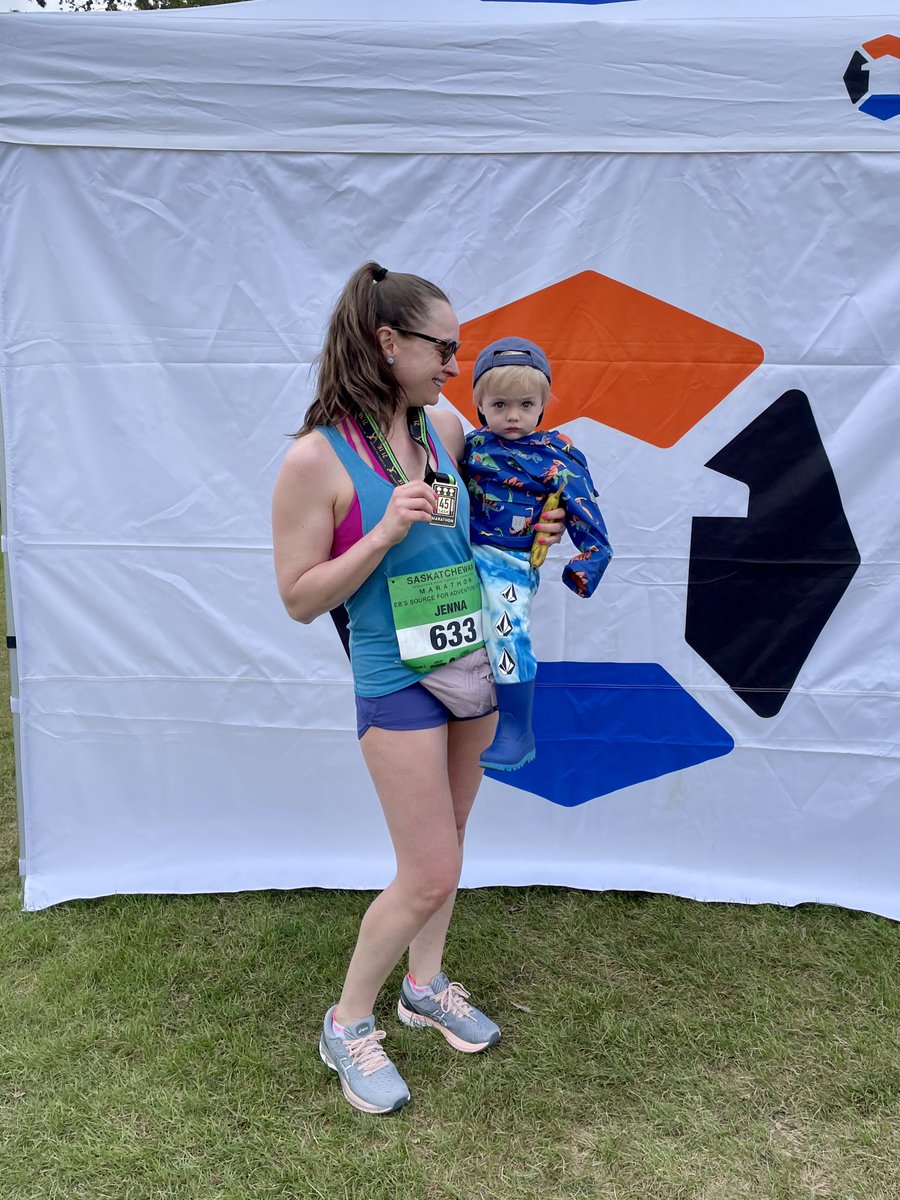 JennaYXE's tweet photo. Grateful to all of the volunteers and sponsors who help to make this event possible!! Very happy with this half marathon finish of 2 hours and 23 minutes! Thanks for cheering us on and officiating today @SaskGregger #saskmarathon #halfmarathon #running #sundayrunday #goalcrusher https://t.co/IpfgCHTnnS