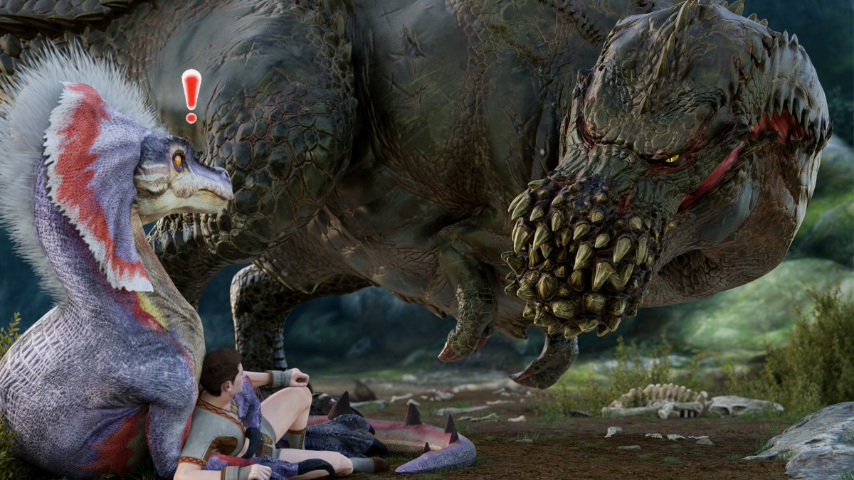 ILagiacrus's tweet image. The next morning, Great Jaggi and the hunter were surprised by a Deviljho that was roaming the Moga Woods...

#GreatJaggi #Deviljho #MH3U #MonsterHunter