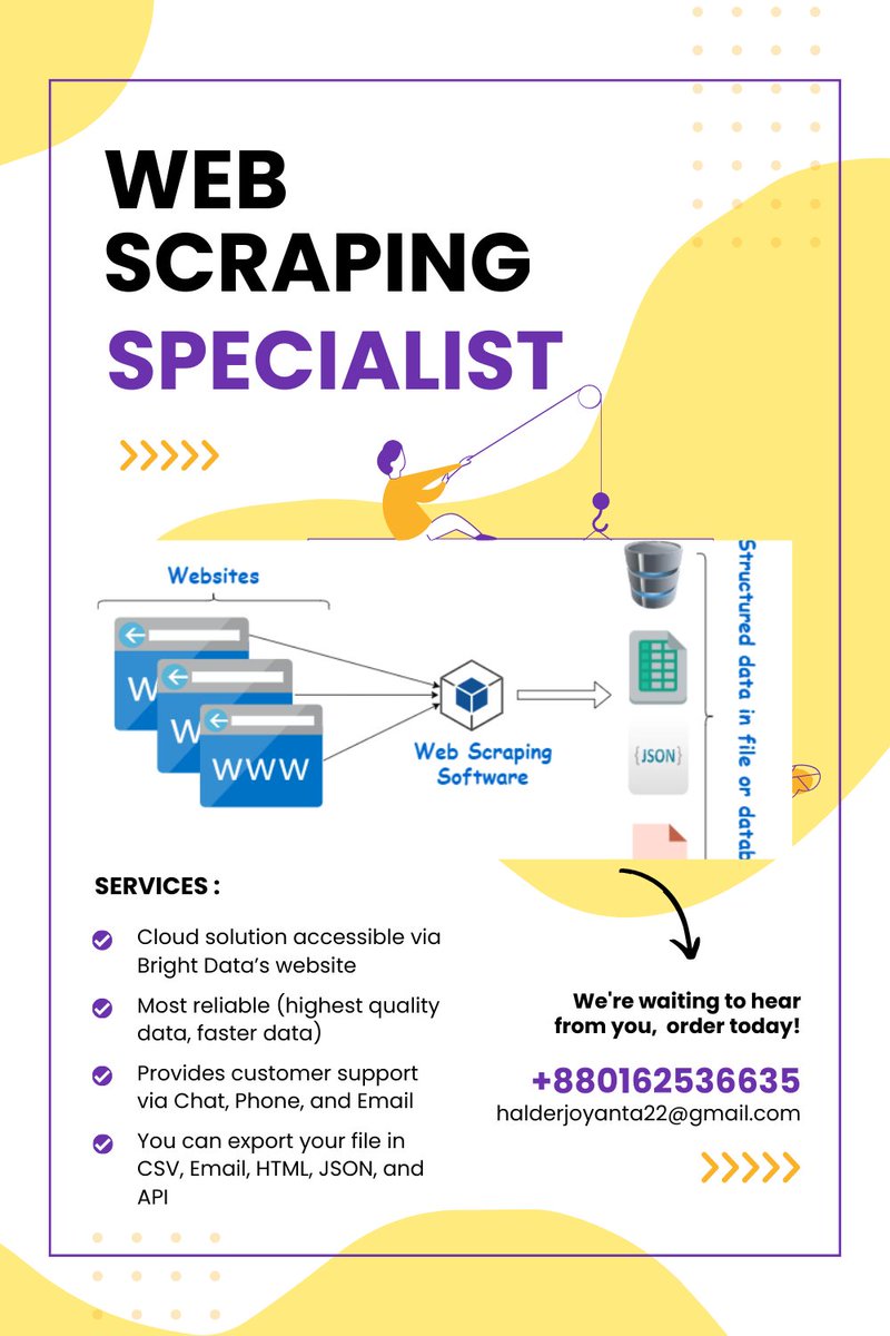 JoyantaHalder15's tweet photo. I will do super fast web scraping
https://t.co/LbBDleslO4

#WebScraping #webResearch #data #dataentry #DataAnalytics #DataScience #DataSecurity #datacollection #datamining #Python #pythonprogramming #webcrawling https://t.co/7us8kuuP68
