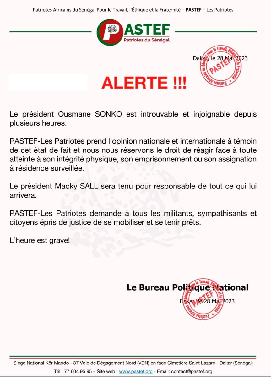 Alerte 🚨 
Mobilisation générale !#FreeSenegal