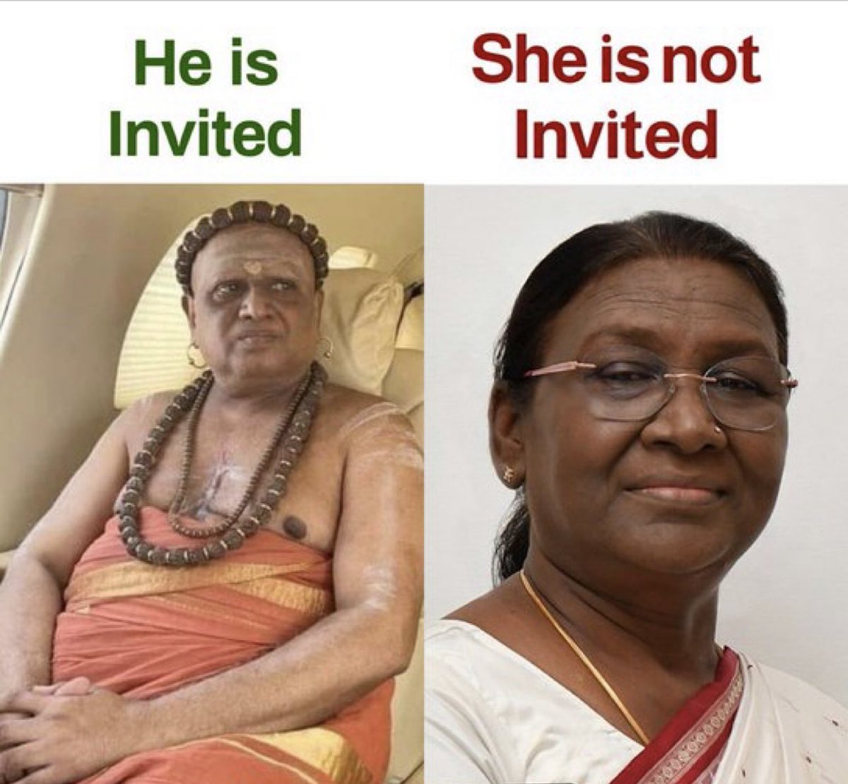 రాజ్యాంగం రాష్ట్రపతిని చేసింది కానీ కులం పార్లమెంటు గేట్ వద్దే ఆపేసింది… 

Heights of arrogance of Modi !! 
#NewParliament <a href="/RahulGandhi/">Rahul Gandhi</a>