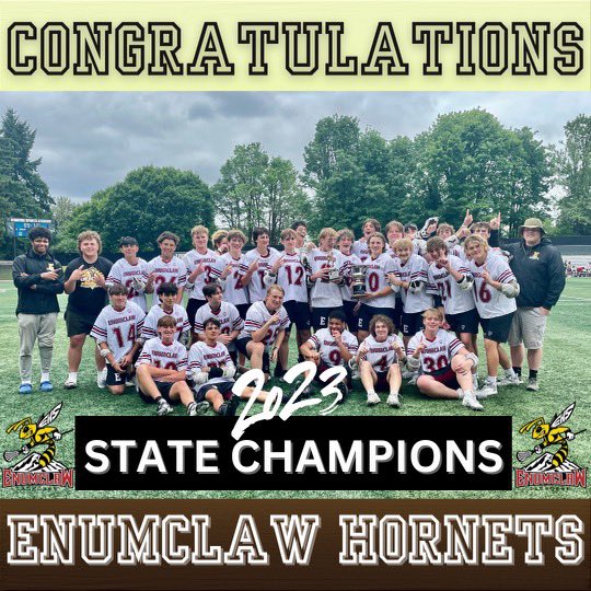 enumclaw_lax's tweet image. 🏆You’re looking at your 2023 1A/2A STATE CHAMPIONS🏆

So so so incredibly proud of this group of boys and all their hard work! They KILLED IT this season, this is just the start for Enumclaw Lacrosse!!🥍🐝