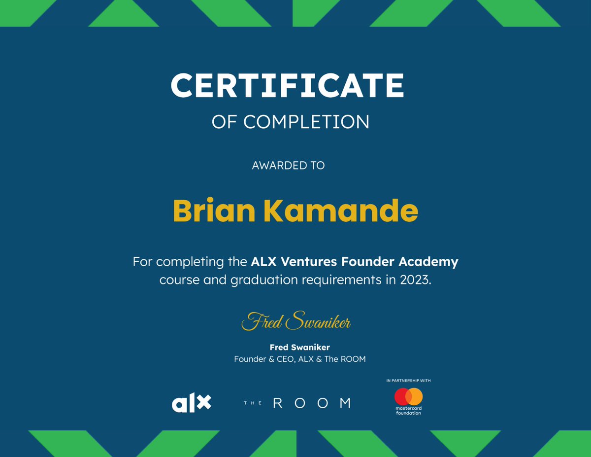 My team & I graduated from the @alx_africa Founder Academy. Our AI powered tool helps businesses in building their brand.

Thank you @ChrisSuzdak , @FredSwaniker & team for letting us show what we can do & ready to #DoHardThings 
#ALX #ALXVentures