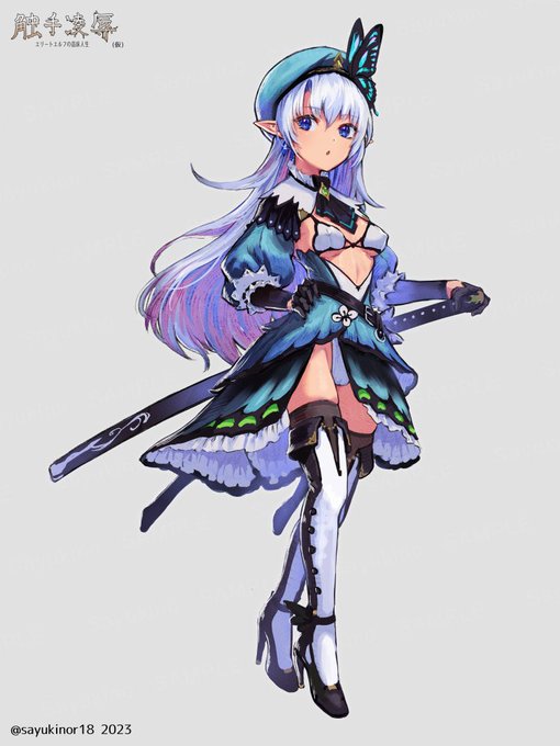 エルフ長女のデザイン一旦これで。
見た目の年齢だいぶ下がっちゃった。 