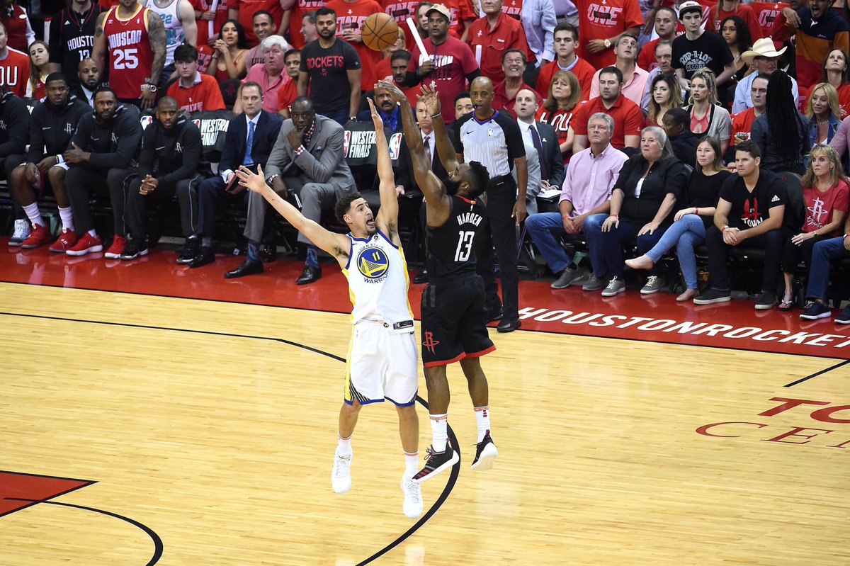 ShootHoopsPod's tweet photo. Many discredit the 2018 Warriors because they swept a really weak Cavs team in the Finals.

People forget that the Warriors faced their biggest challenge in the WCF: Harden’s Rockets. The Dubs won in 7. 

This was NOT a guaranteed ring for the superteam Warriors. https://t.co/CqASlZTZv0