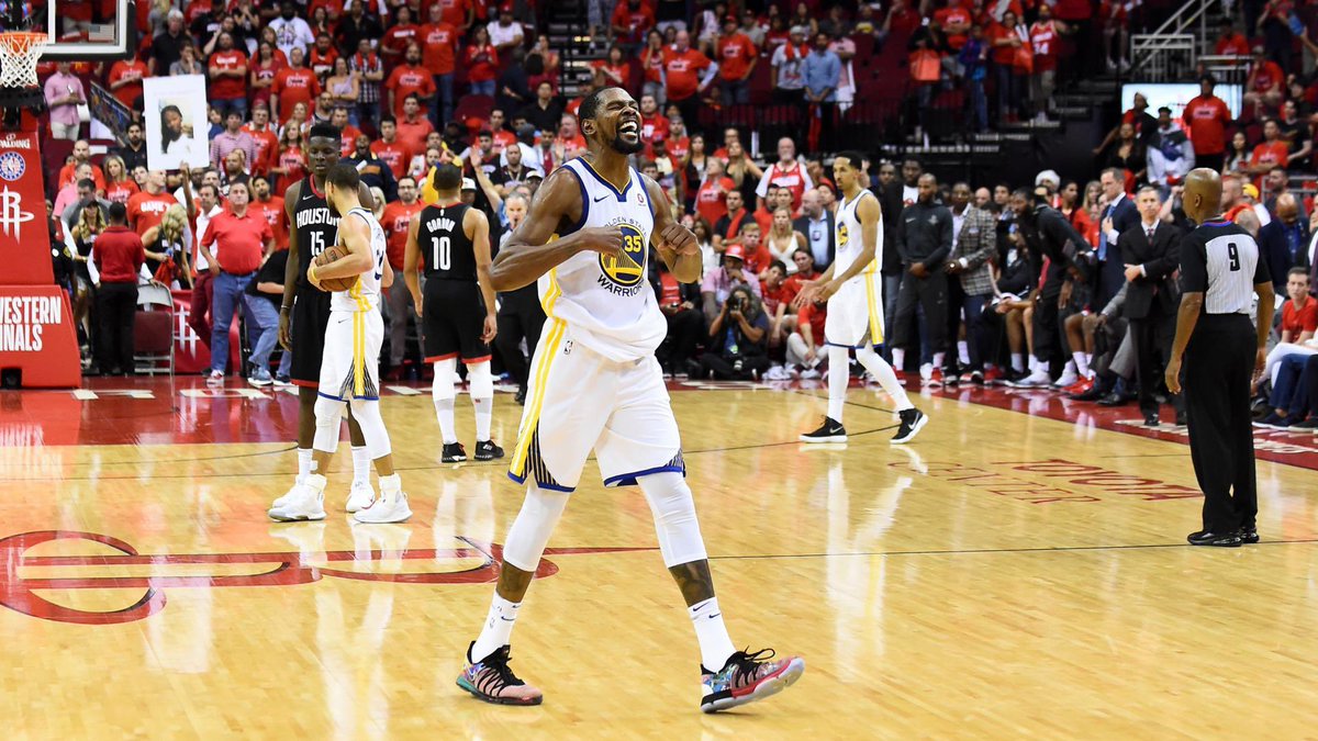 ShootHoopsPod's tweet photo. Many discredit the 2018 Warriors because they swept a really weak Cavs team in the Finals.

People forget that the Warriors faced their biggest challenge in the WCF: Harden’s Rockets. The Dubs won in 7. 

This was NOT a guaranteed ring for the superteam Warriors. https://t.co/CqASlZTZv0
