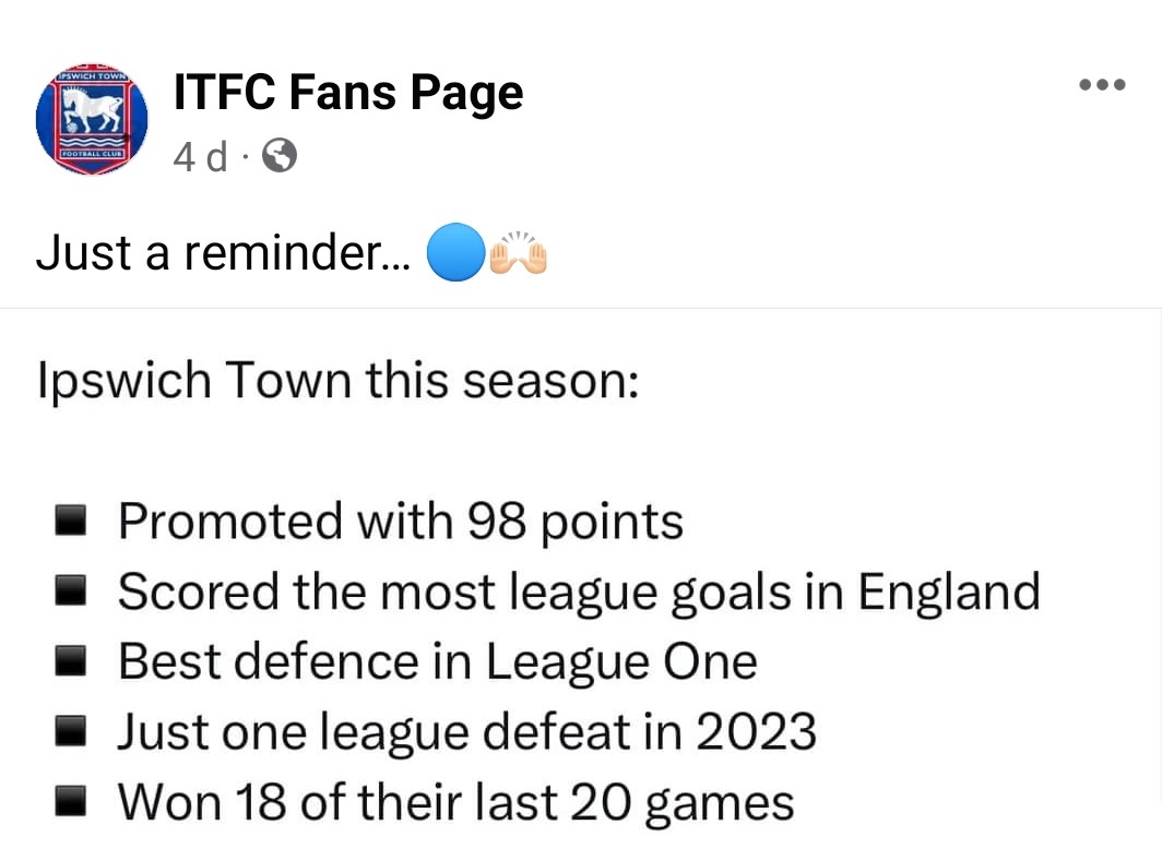 @FLPowerRankings @IpswichTown @BurnleyOfficial @ManCity @Arsenal @swfc Ah ok, so obviously League One Champions !? What? You mean to say, that even with the best 'statistical performance', Ipswich were still not Champions !?!? Obviously still not good enough, was it ! 🤣 @mart_73 @10_pola