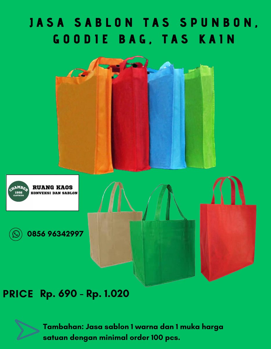 rizkirimba's tweet photo. Jasa sablon Tas
spunbond, goodie Bag, tas kain. https://t.co/O5AYdZVFQy