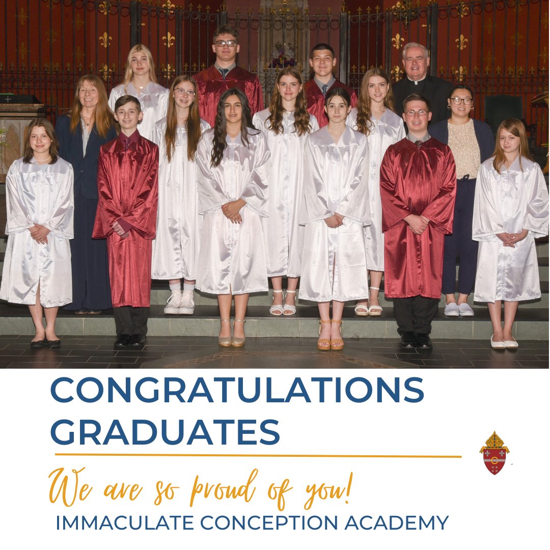 The Secretariat for Evangelization, Education, and Formation wishes to congratulate the graduates from Immaculate Conception Academy. Thank you to the teachers who helped to form these #saintsandscholars and to their parents for supporting Catholic education!